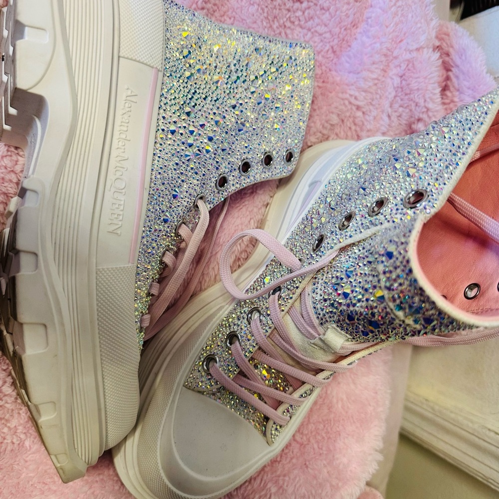 Alexander McQueen Pink Glitter Sneakers - Picture 3 of 6
